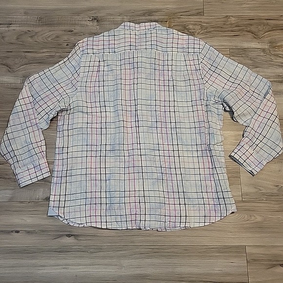 Tommy Bahama Linen Shirt Mens 2XL Hawaiian Plaid Floral AOP Multicolor - Picture 5 of 10